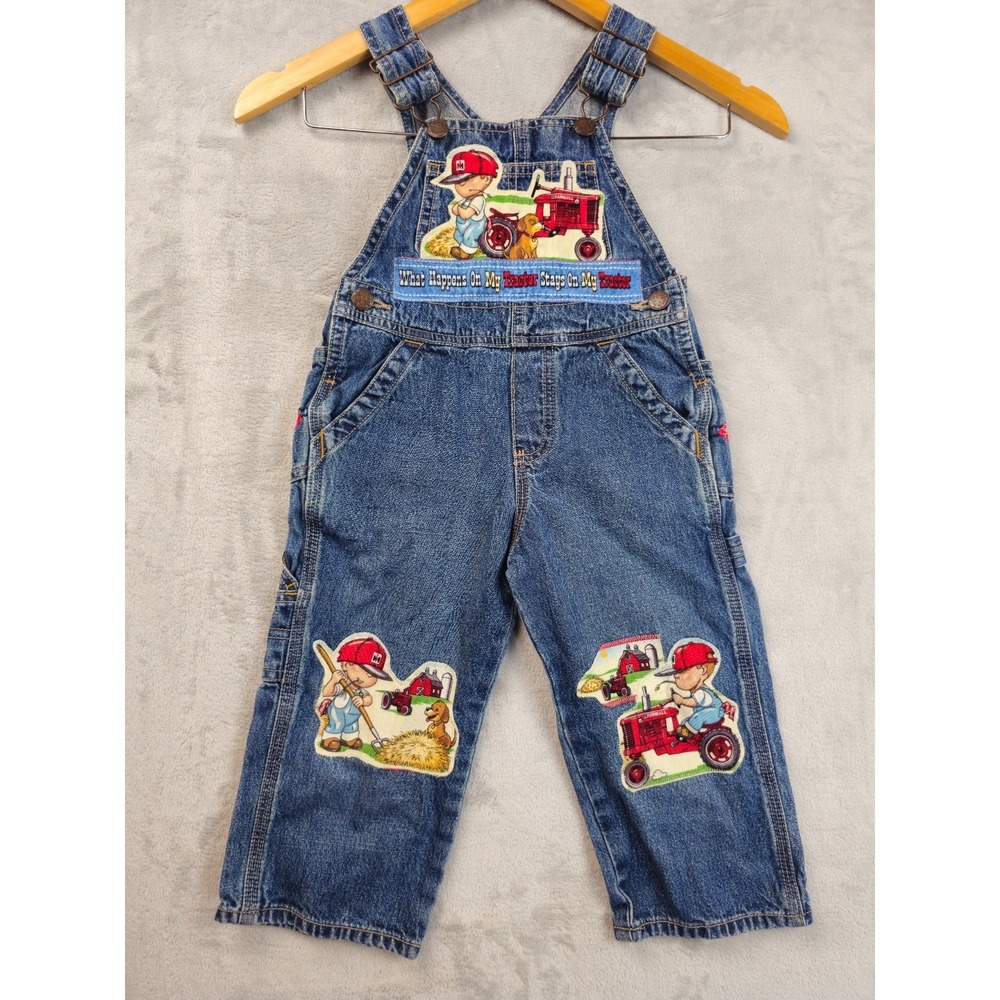 Vintage Custom Sew 4 Tots Overall Size 2T Boy on Tractor Farm Barn Patchwork